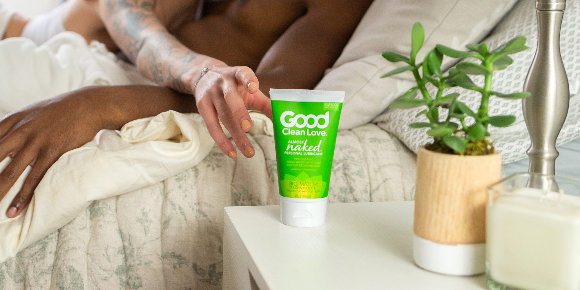 Good Clean Love Almost Naked Organic Personal Lubricant is made with aloe vera and infused with a touch of lemon and vanilla, giving it a light organic flavor. This organic water based lubricant is designed for the most sensitive skin types. 