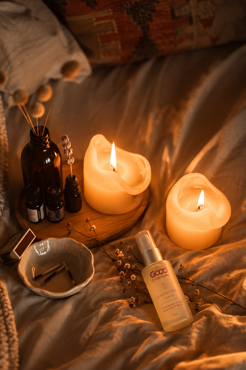 candles, matches, in bed sheets