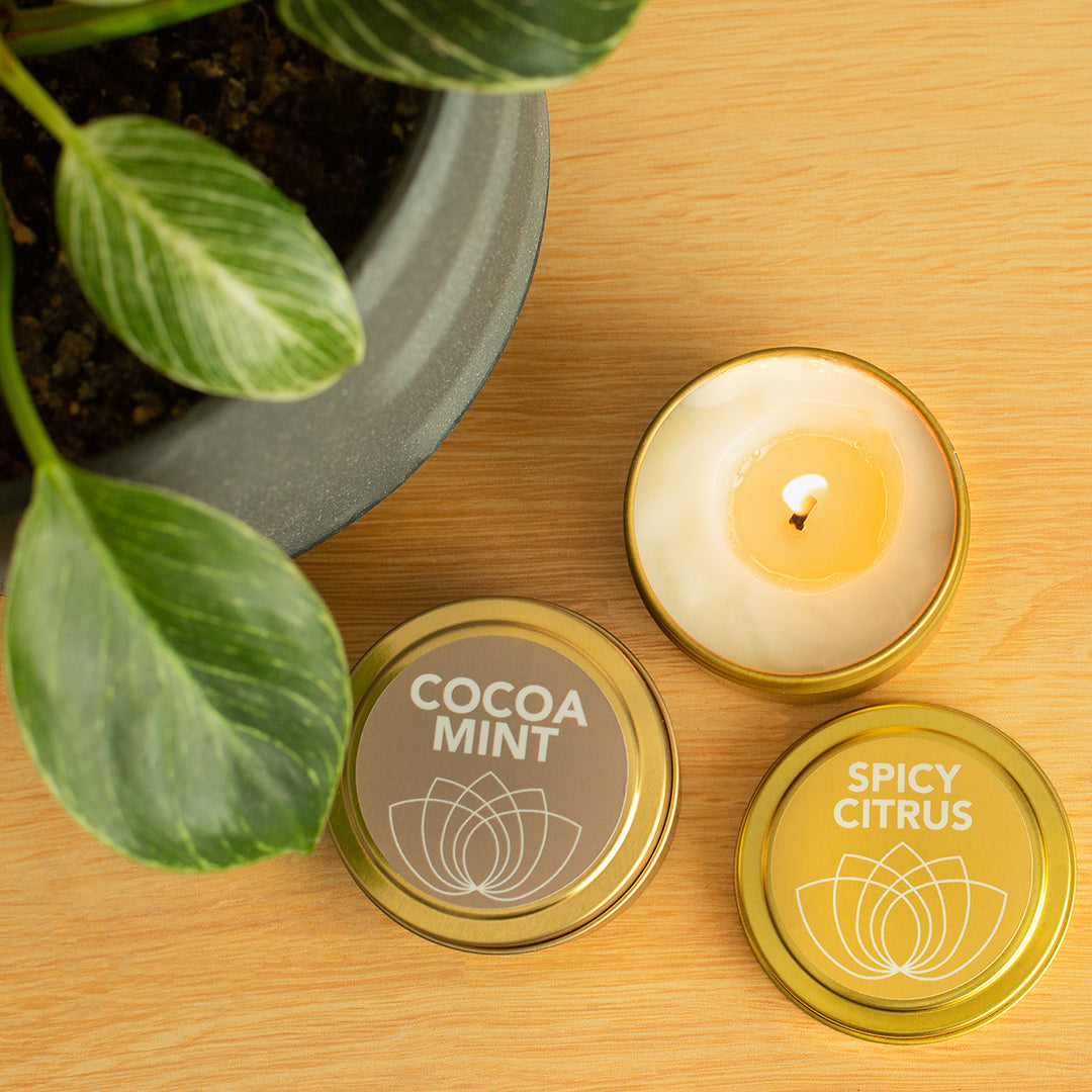 Spicy Citrus + Cocoa Mint Massage Candle 4 oz Duo